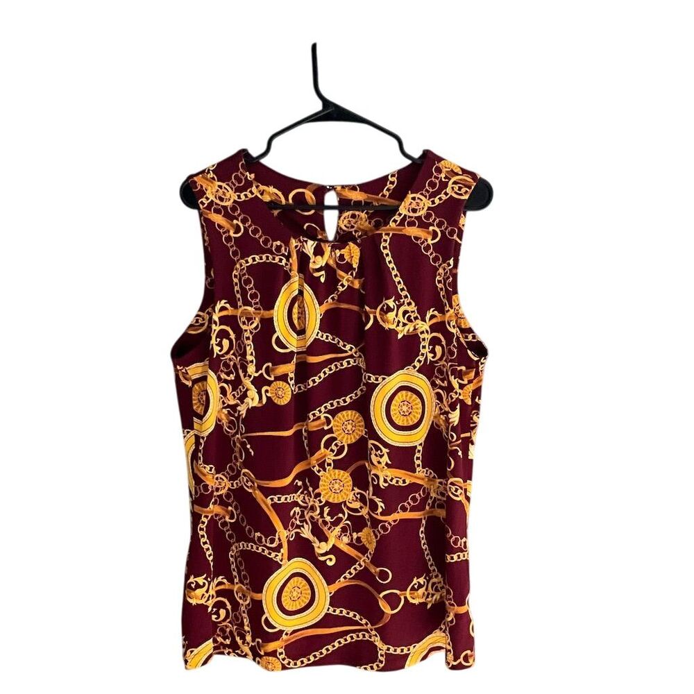 Nadine West Women's 3XL Sleeveless Geometric Blouse Multicolor